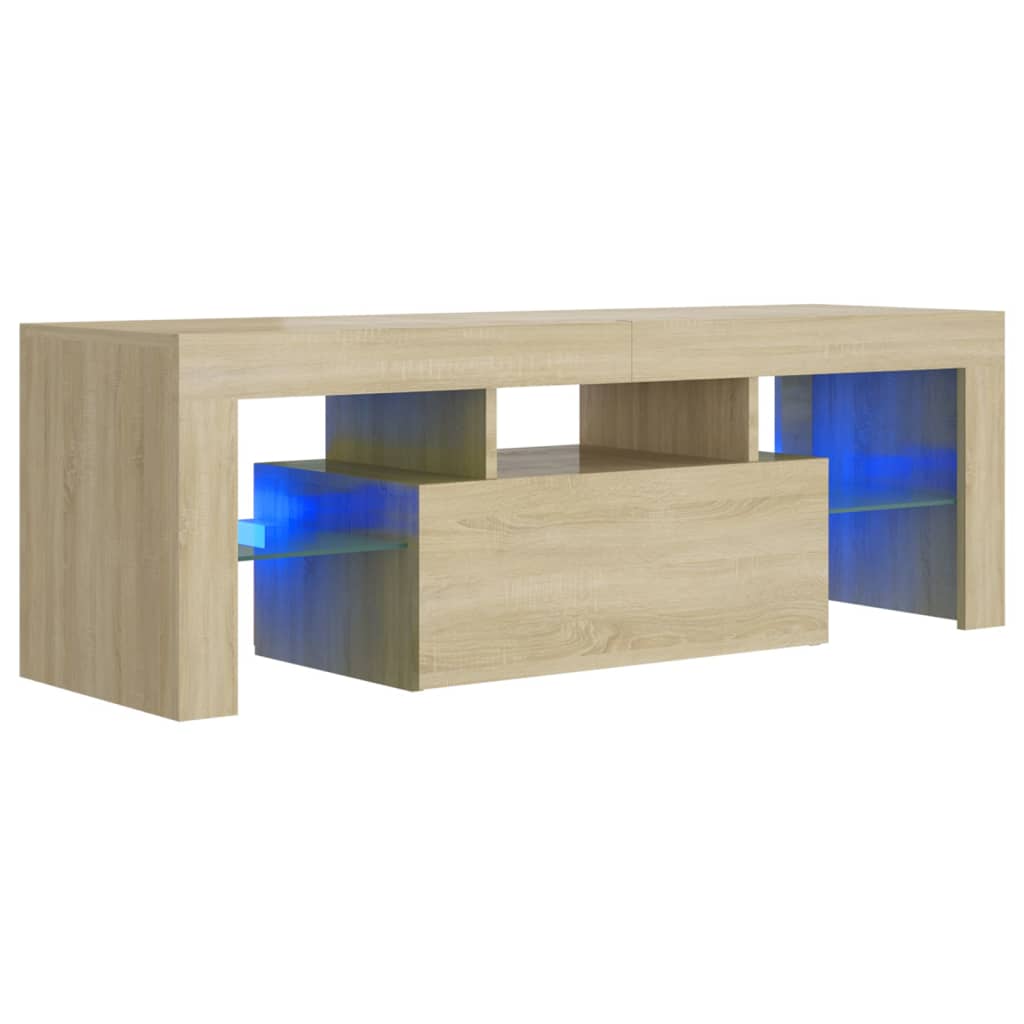 tv-bord med LED-lys 120x35x40 cm sonoma-eg