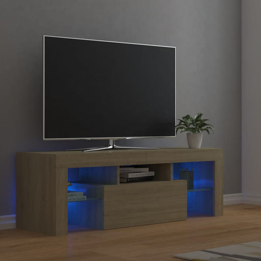 tv-bord med LED-lys 120x35x40 cm sonoma-eg