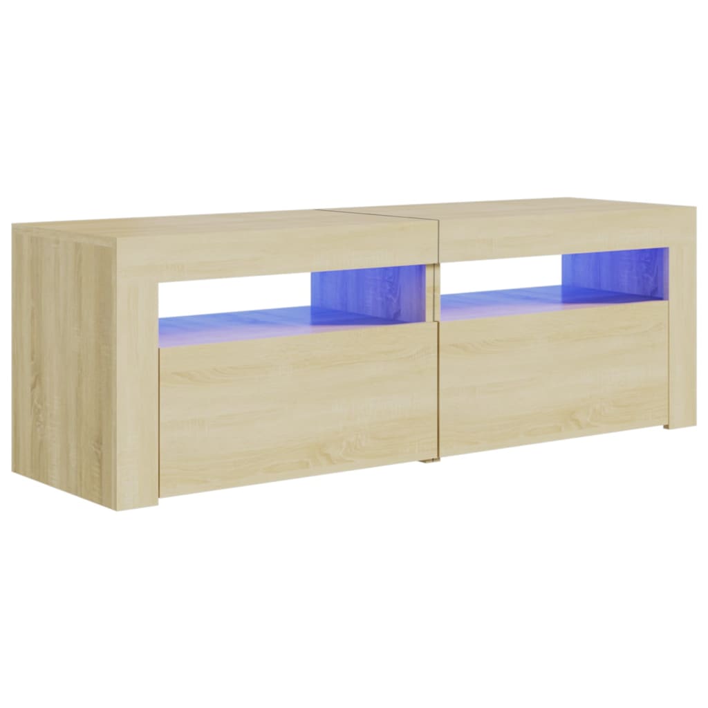 tv-bord med LED-lys 120x35x40 cm sonoma-eg