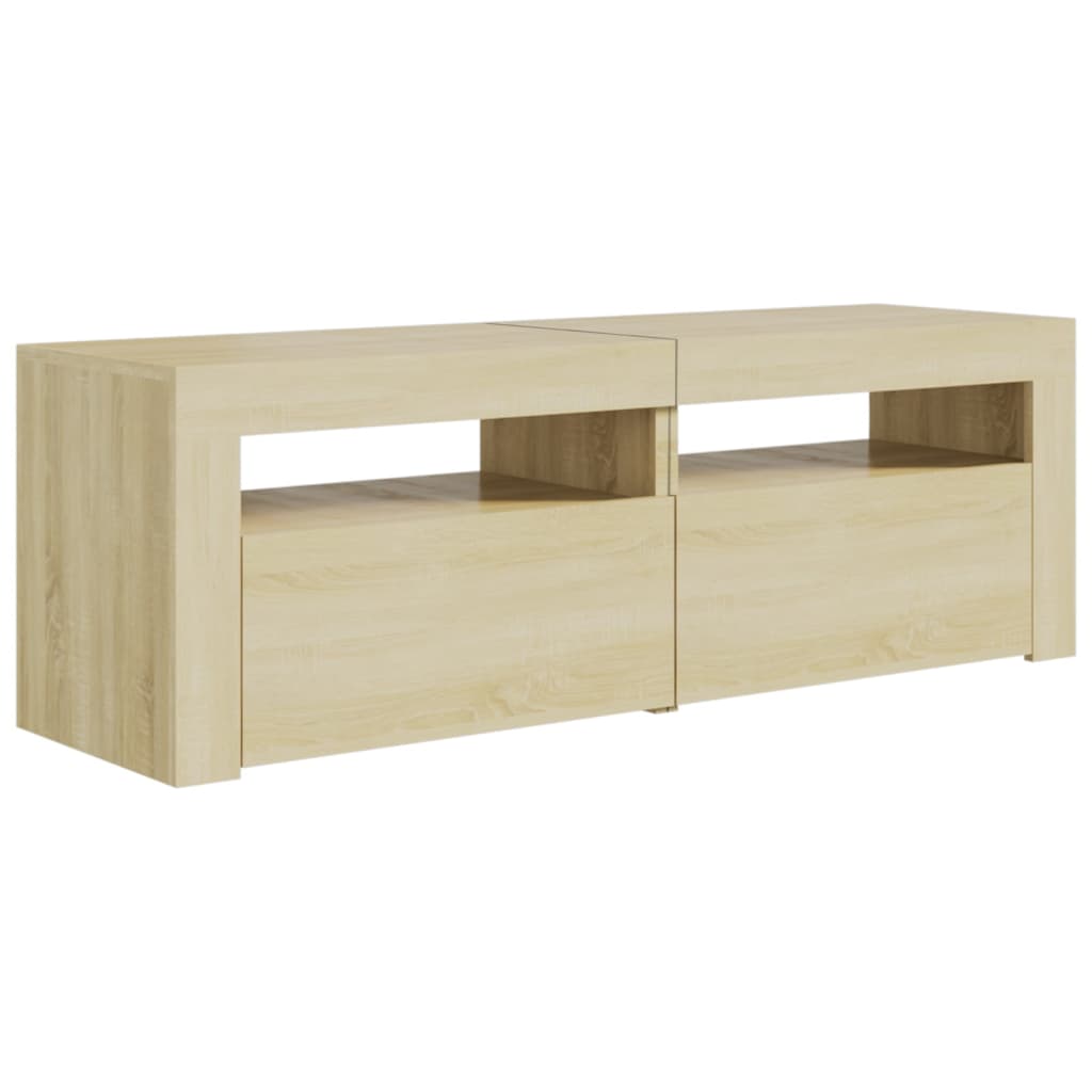 tv-bord med LED-lys 120x35x40 cm sonoma-eg