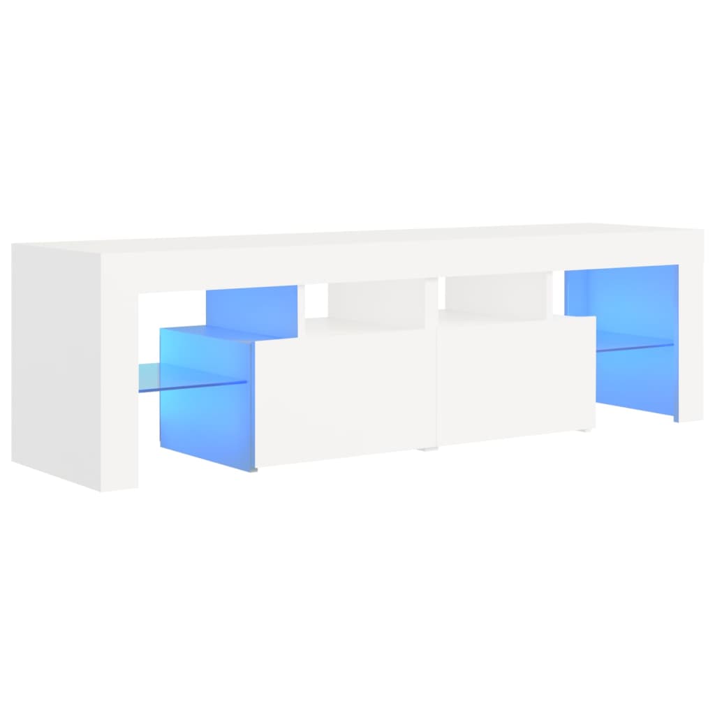 tv-bord med LED-lys 140x36,5x40 cm hvid