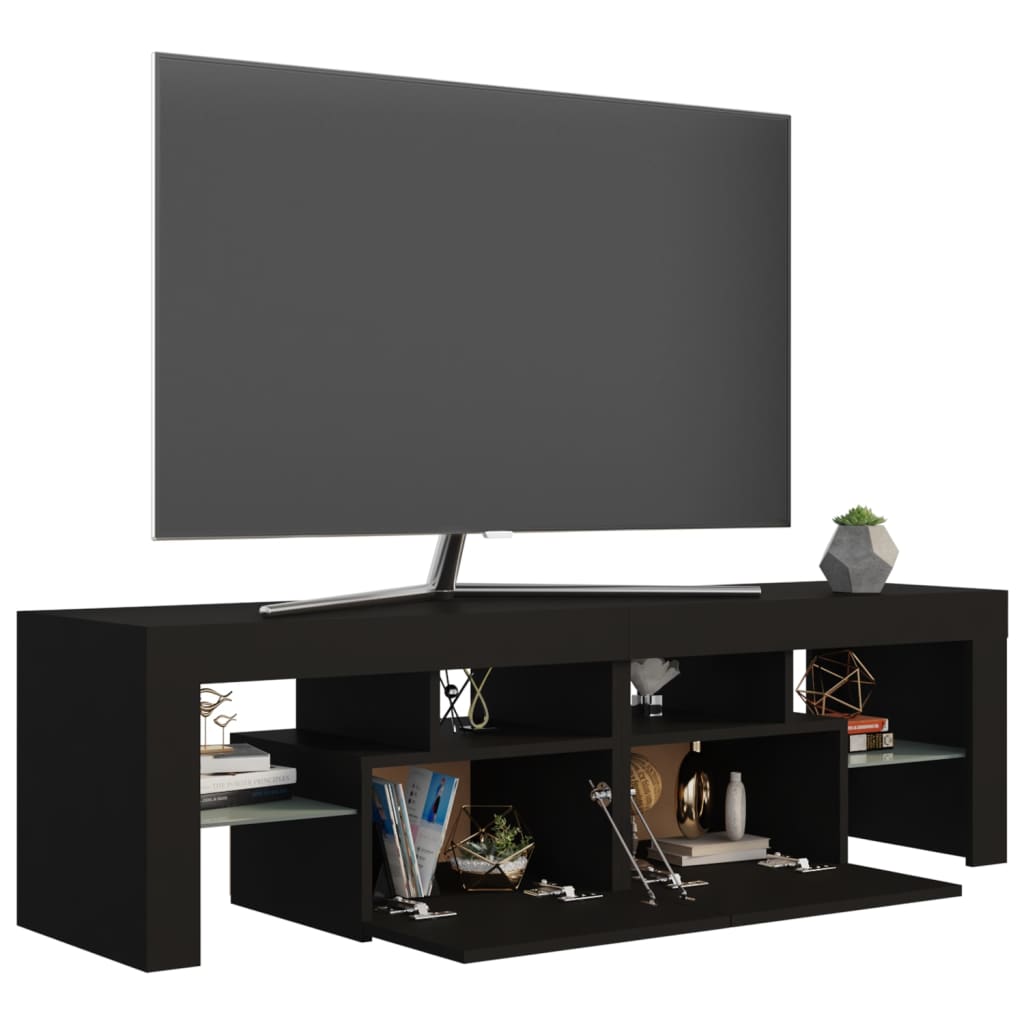 tv-bord med LED-lys 140x36,5x40 cm sort