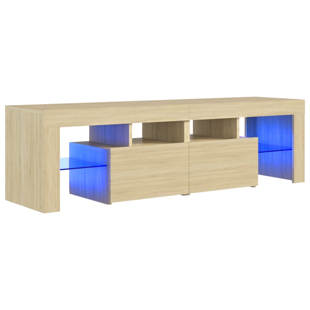 tv-bord med LED-lys 140x36,5x40 cm sonoma-eg