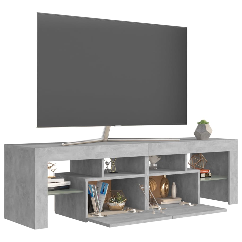 tv-bord med LED-lys 140x36,5x40 cm betongrå