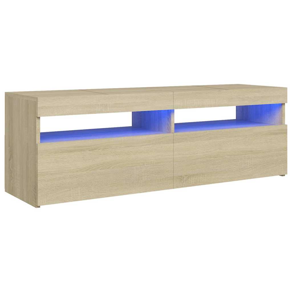 tv-bord med LED-lys 120x35x40 cm sonoma-eg