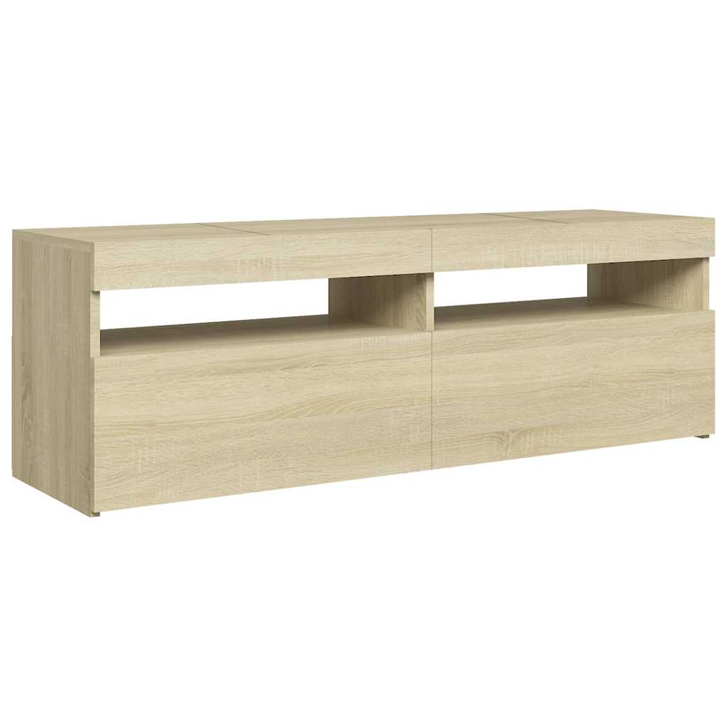 tv-bord med LED-lys 120x35x40 cm sonoma-eg