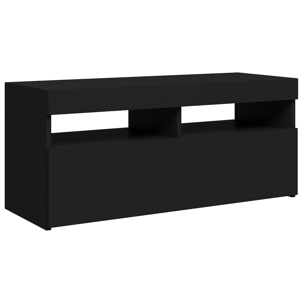 tv-bord med LED-lys 90x35x40 cm sort