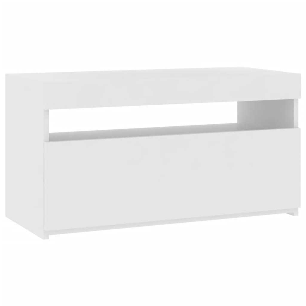 tv-bord med LED-lys 75x35x40 cm hvid