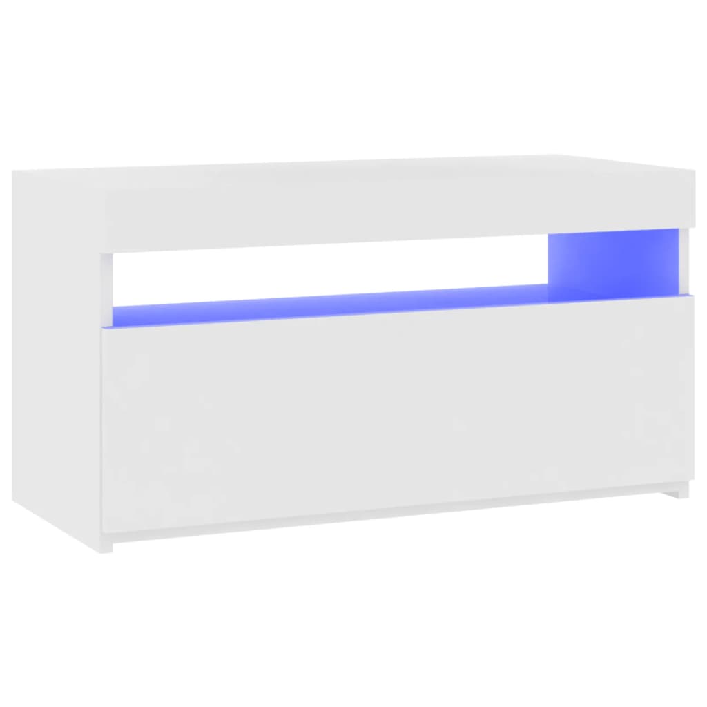 tv-bord med LED-lys 75x35x40 cm hvid