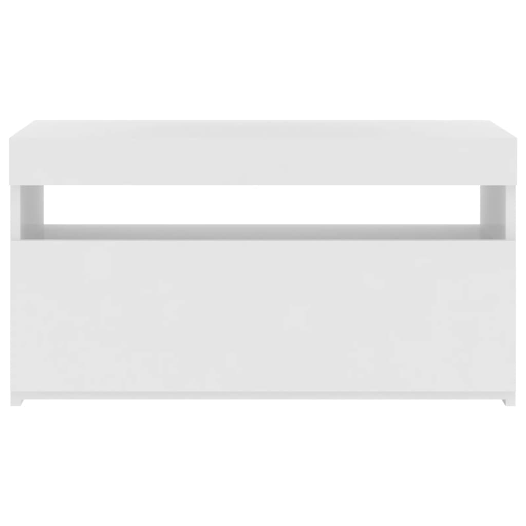 tv-bord med LED-lys 75x35x40 cm hvid