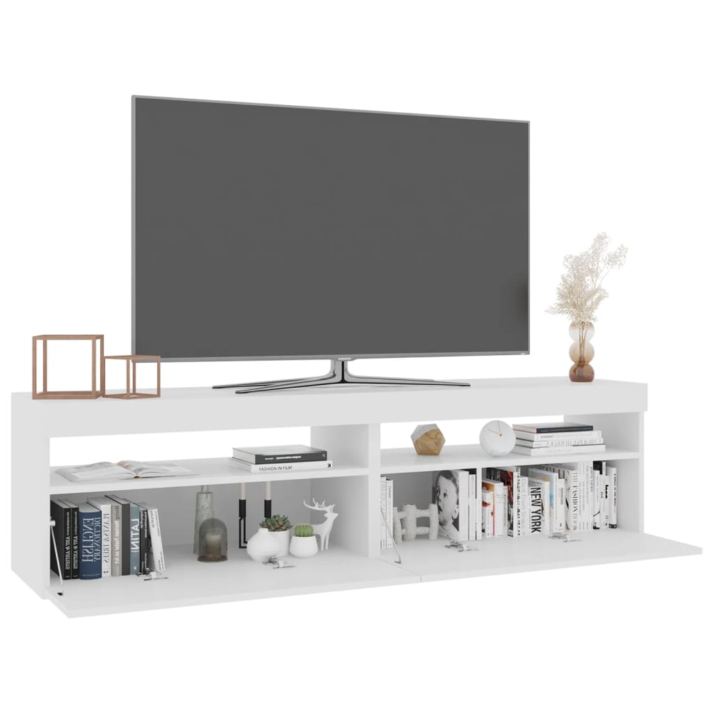 tv-borde 2 stk. med LED-lys 75x35x40 cm hvid