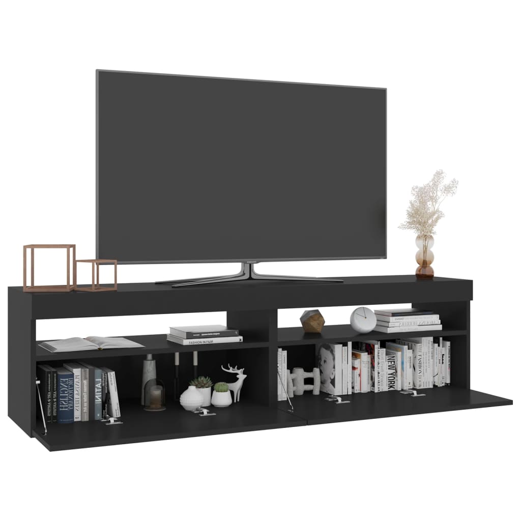 tv-borde 2 stk. med LED-lys 75x35x40 cm sort