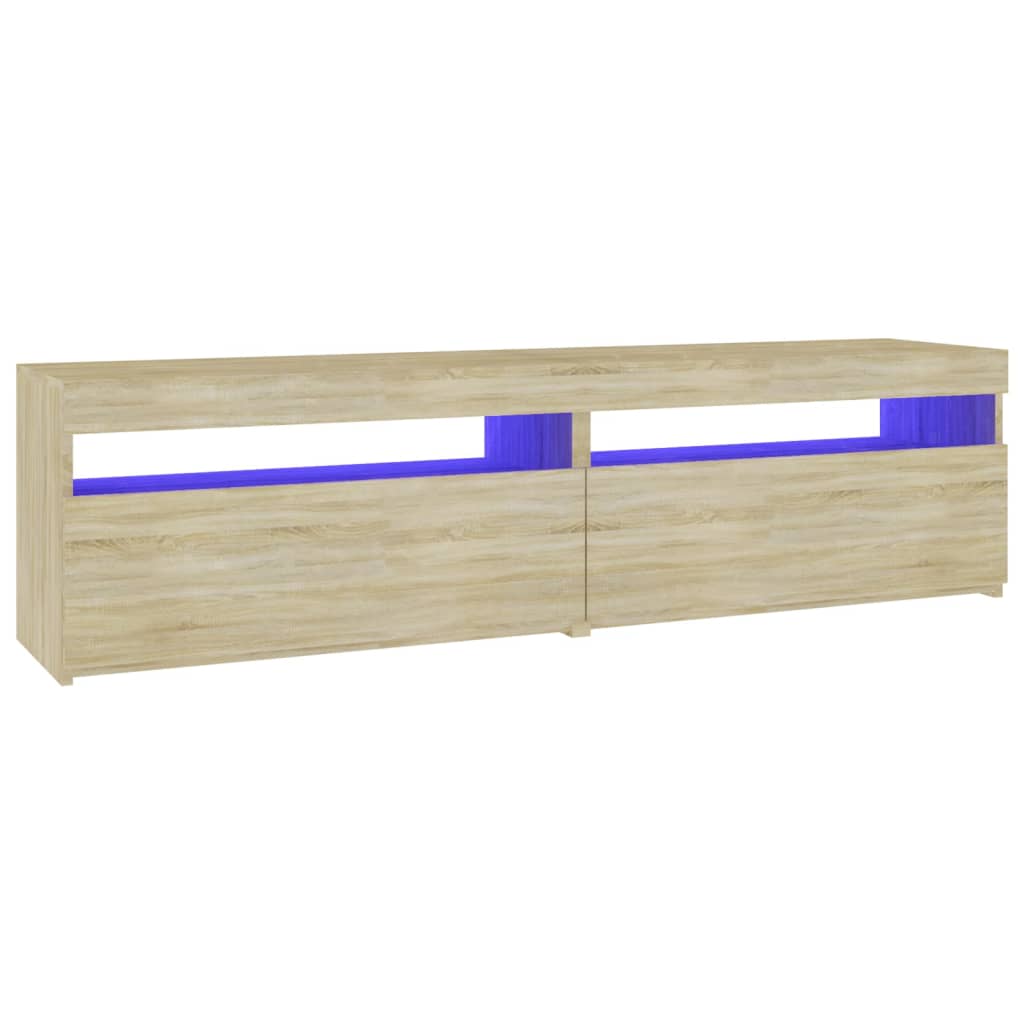 tv-borde 2 stk. med LED-lys 75x35x40 cm sonoma-eg