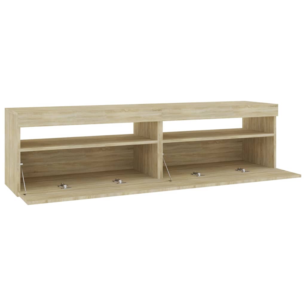 tv-borde 2 stk. med LED-lys 75x35x40 cm sonoma-eg