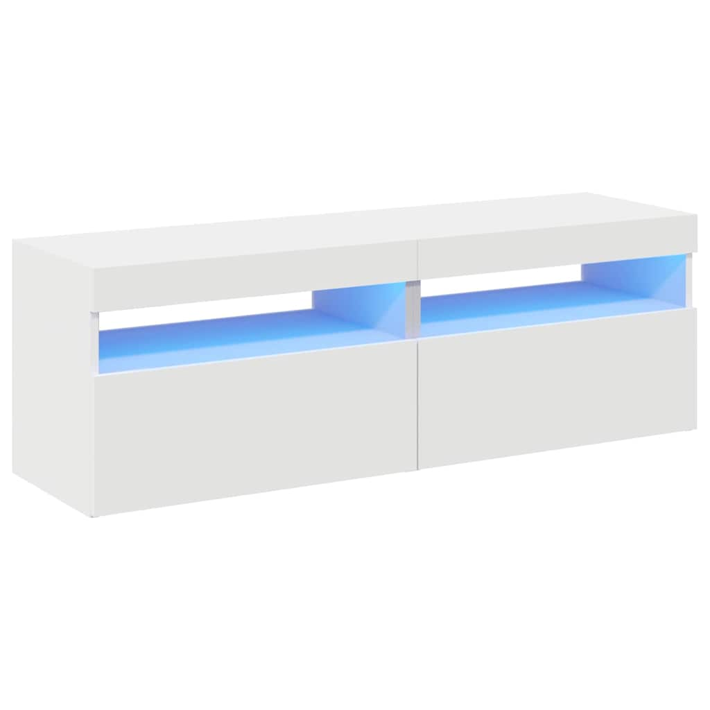 tv-borde med LED-lys 2 stk. 60x35x40 cm hvid