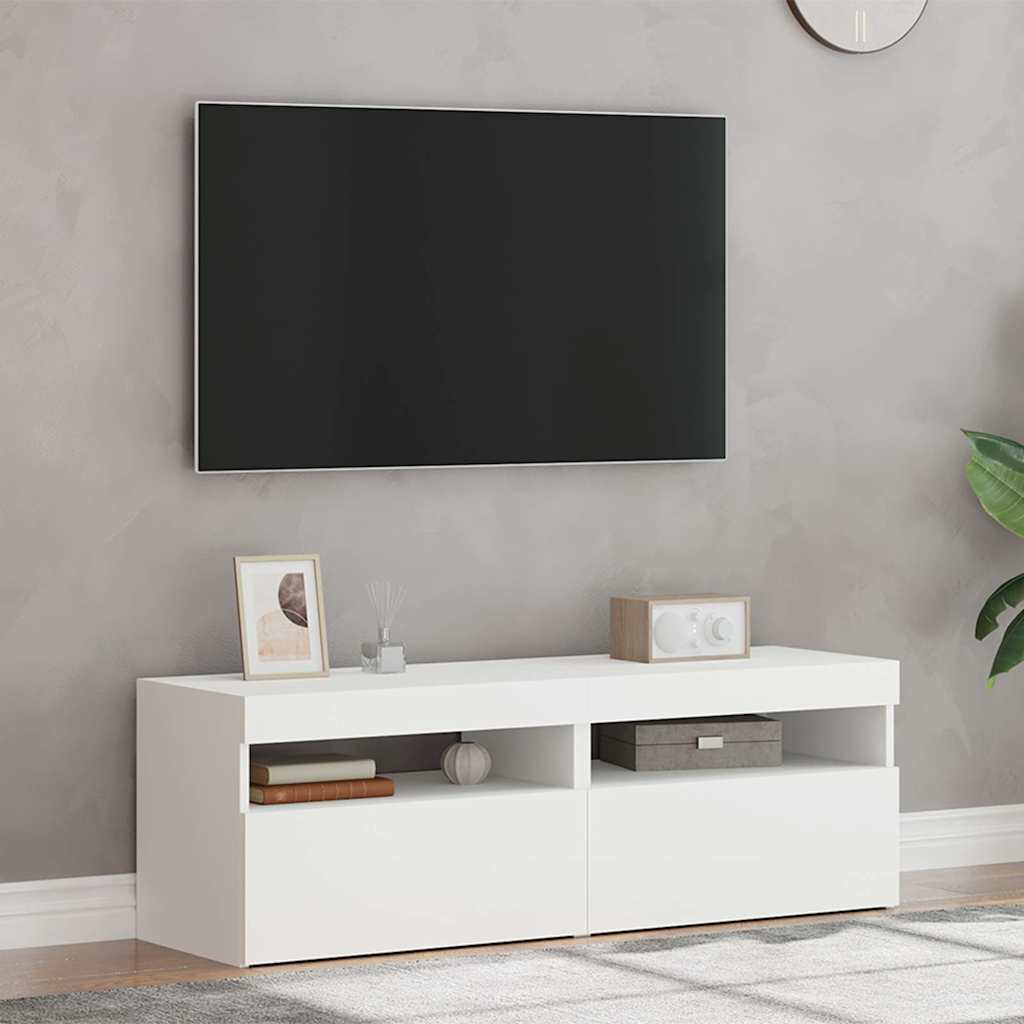 tv-borde med LED-lys 2 stk. 60x35x40 cm hvid