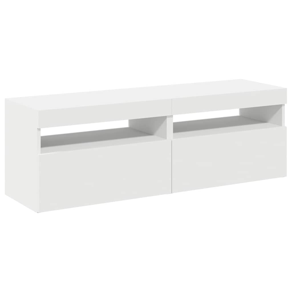 tv-borde med LED-lys 2 stk. 60x35x40 cm hvid