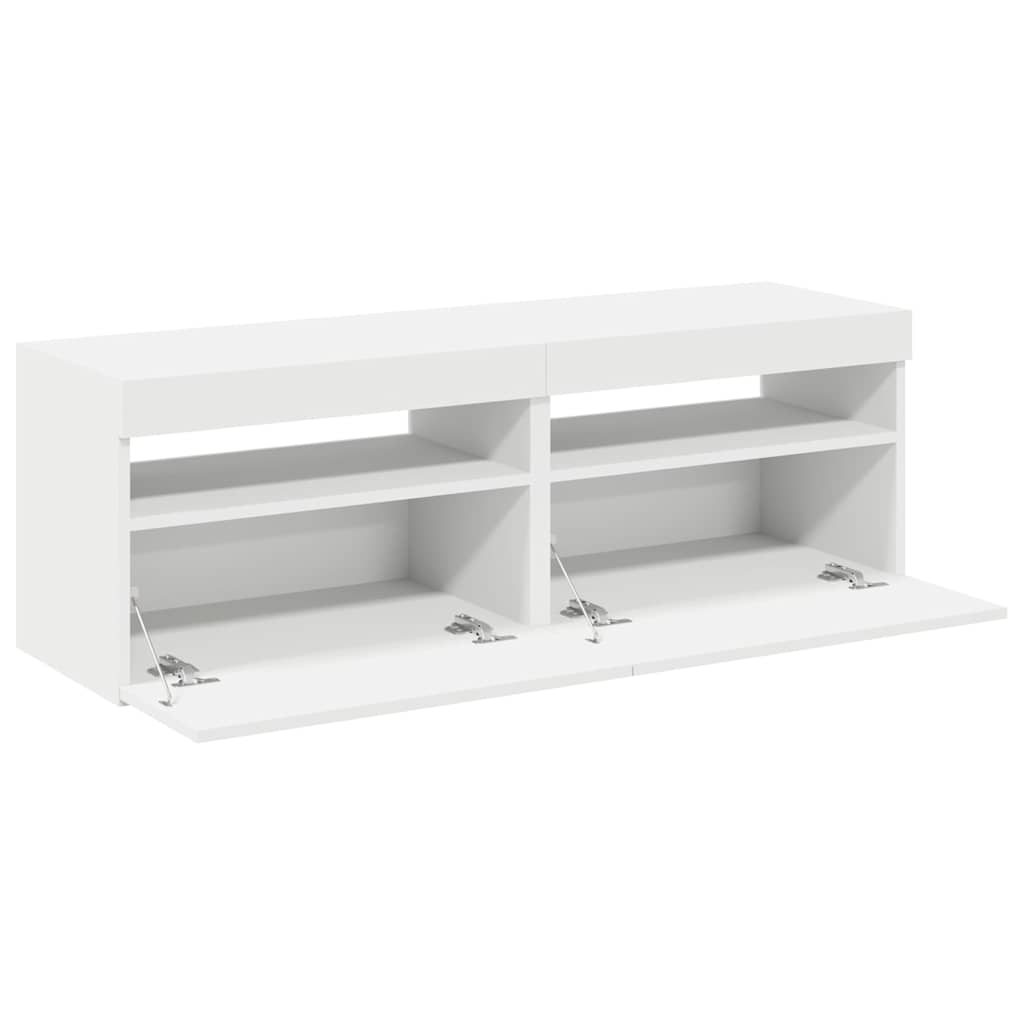 tv-borde med LED-lys 2 stk. 60x35x40 cm hvid