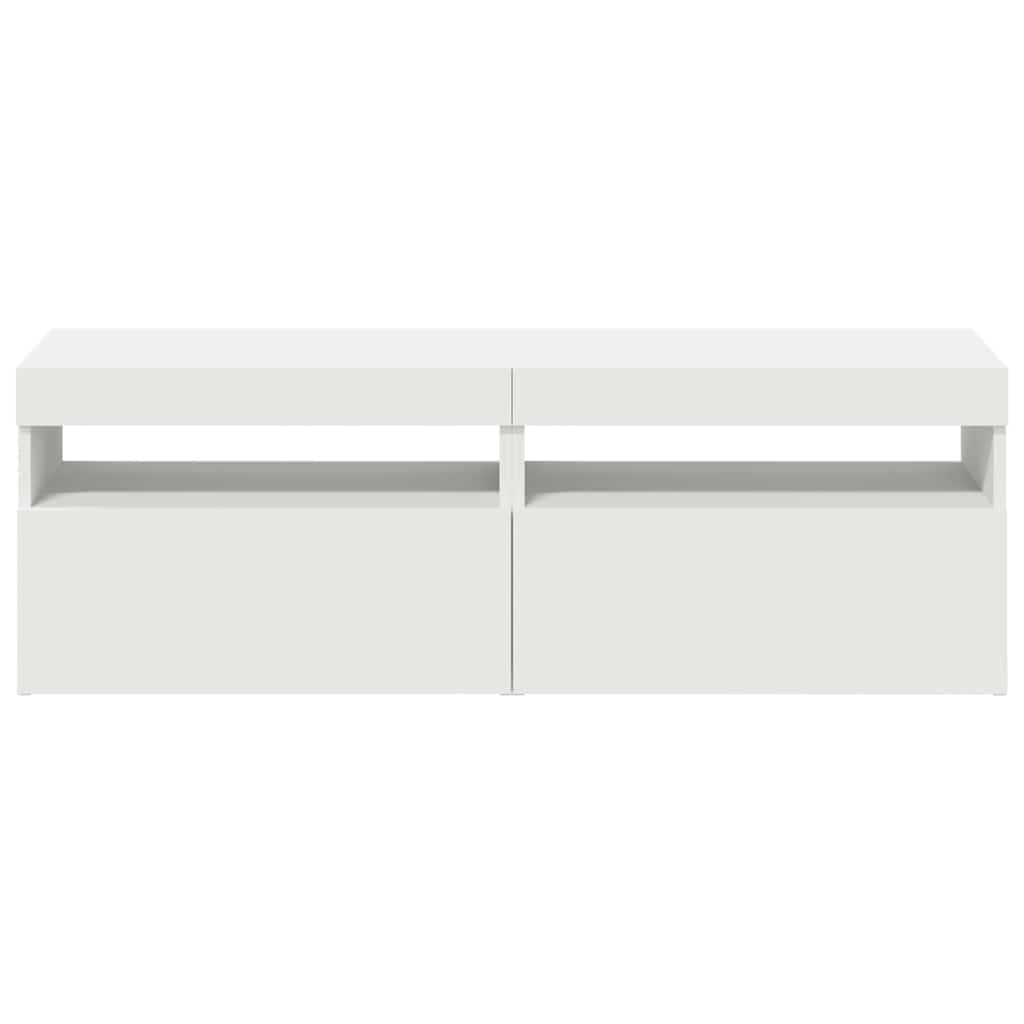 tv-borde med LED-lys 2 stk. 60x35x40 cm hvid