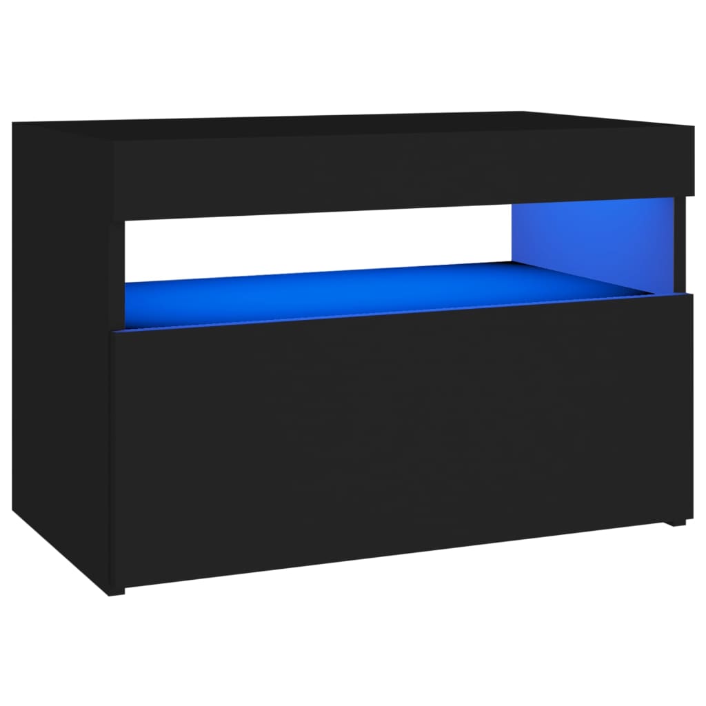 tv-bord med LED-lys 60x35x40 cm sort