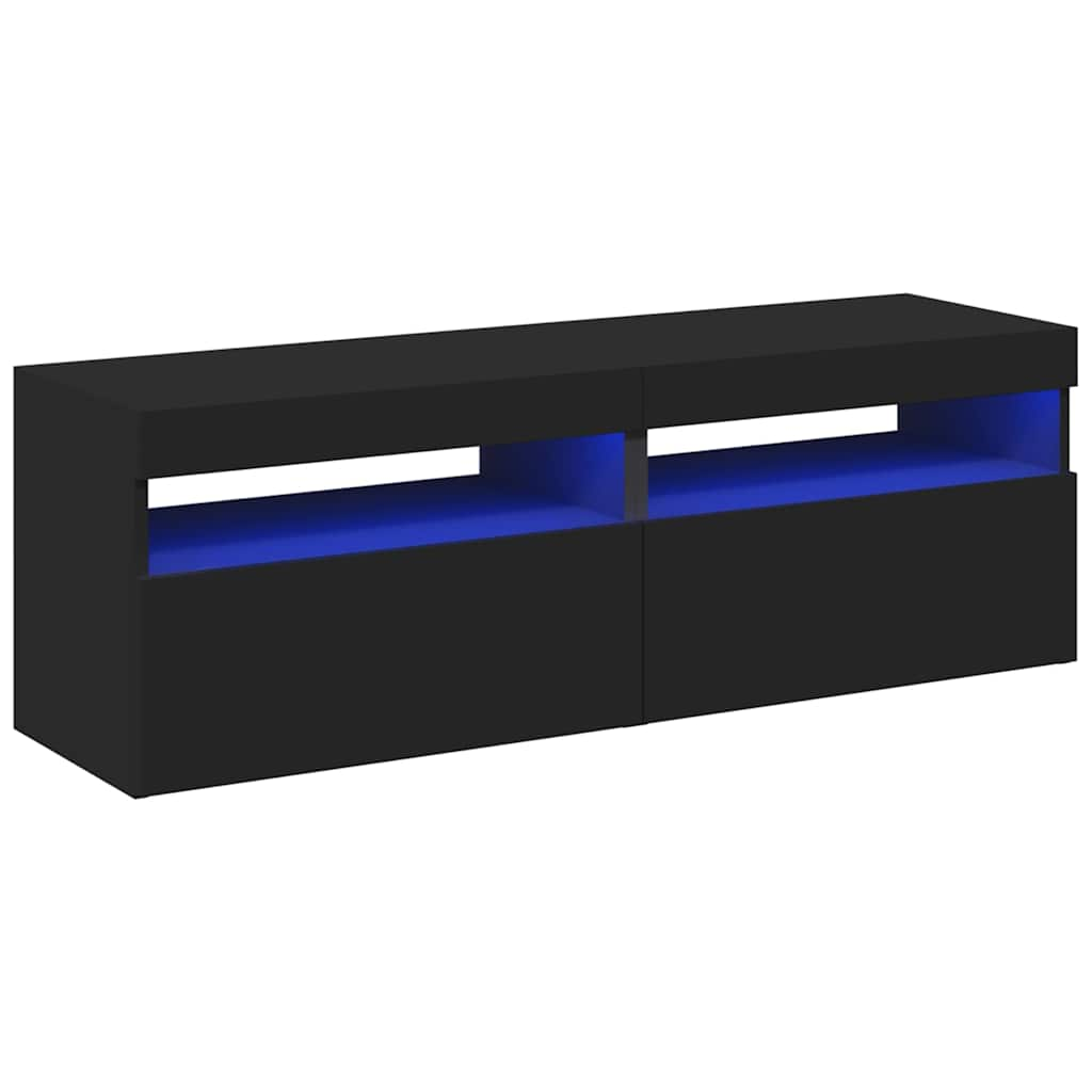 tv-borde med LED-lys 2 stk. 60x35x40 cm sort