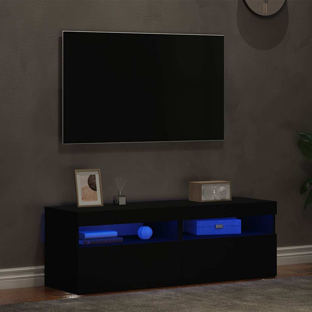 tv-borde med LED-lys 2 stk. 60x35x40 cm sort