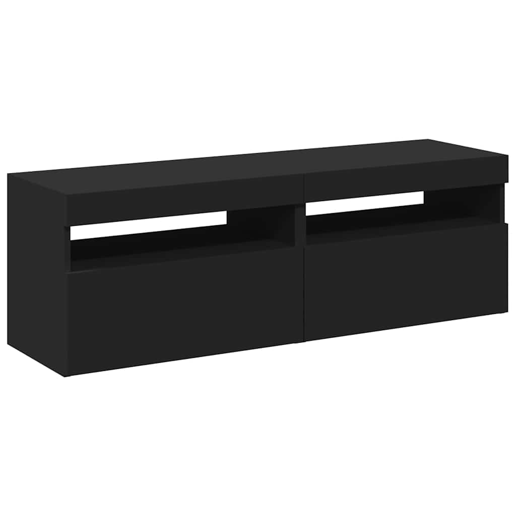 tv-borde med LED-lys 2 stk. 60x35x40 cm sort