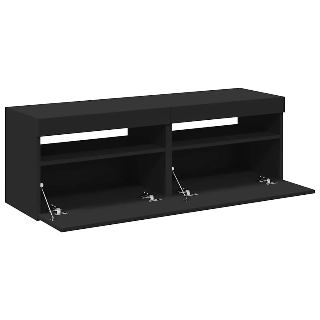 tv-borde med LED-lys 2 stk. 60x35x40 cm sort