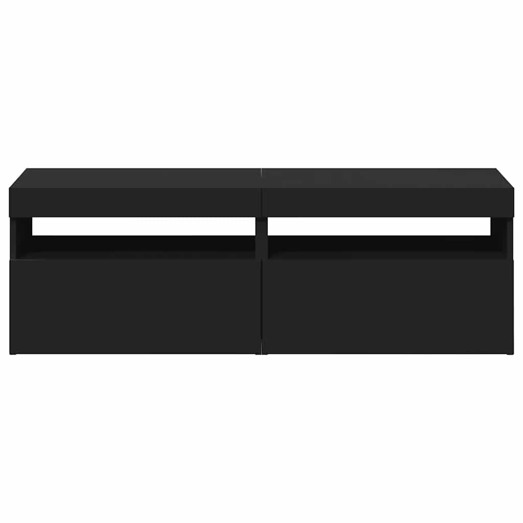 tv-borde med LED-lys 2 stk. 60x35x40 cm sort