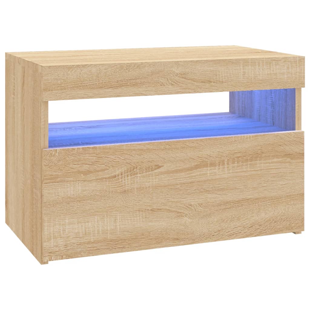 tv-bord med LED-lys 60x35x40 cm sonoma-eg