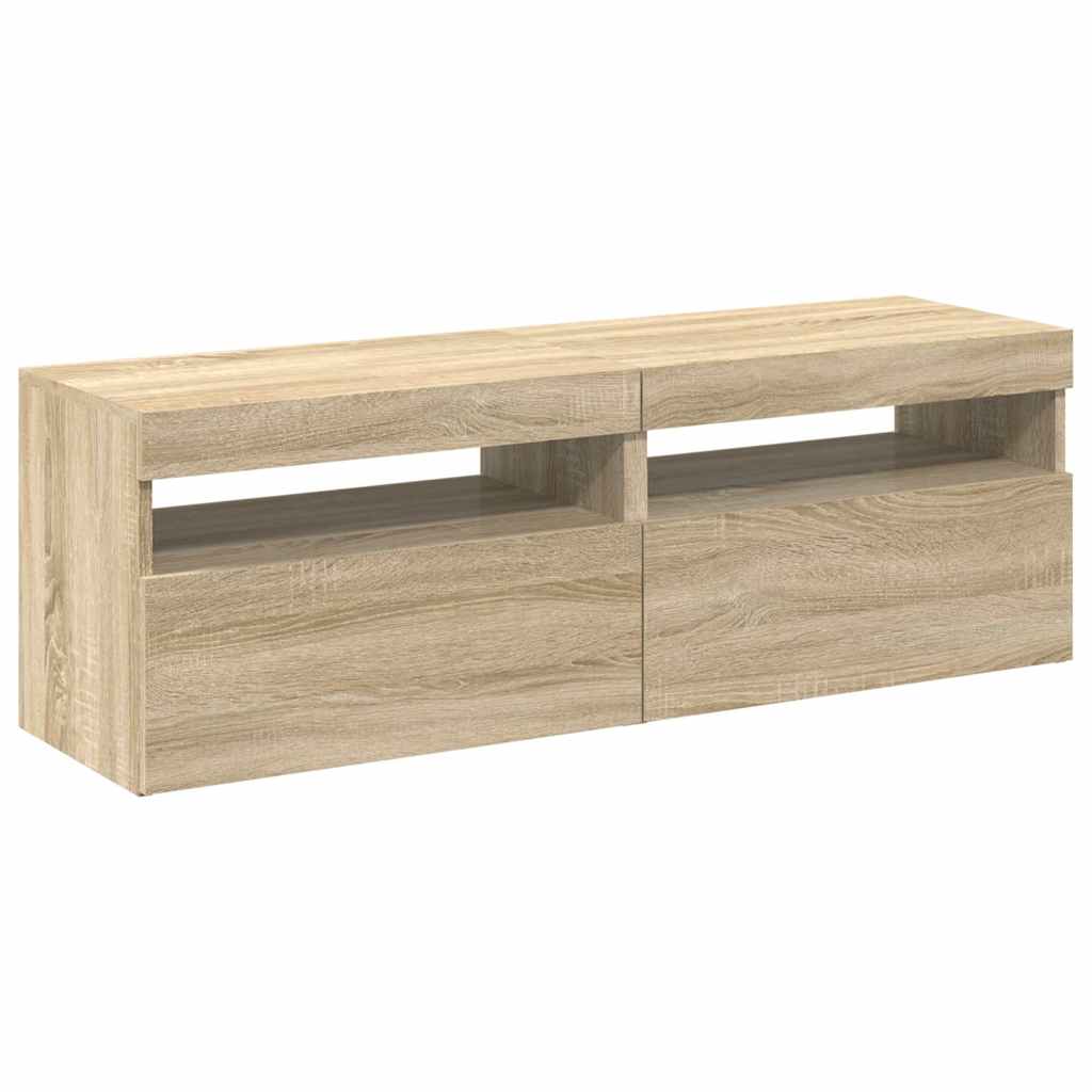 tv-borde med LED-lys 2 stk. 60x35x40 cm sonoma-eg