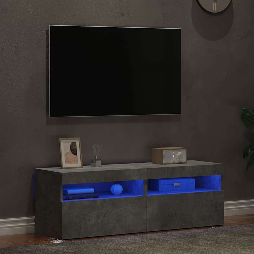 tv-borde med LED-lys 2 stk. 60x35x40 cm betongrå