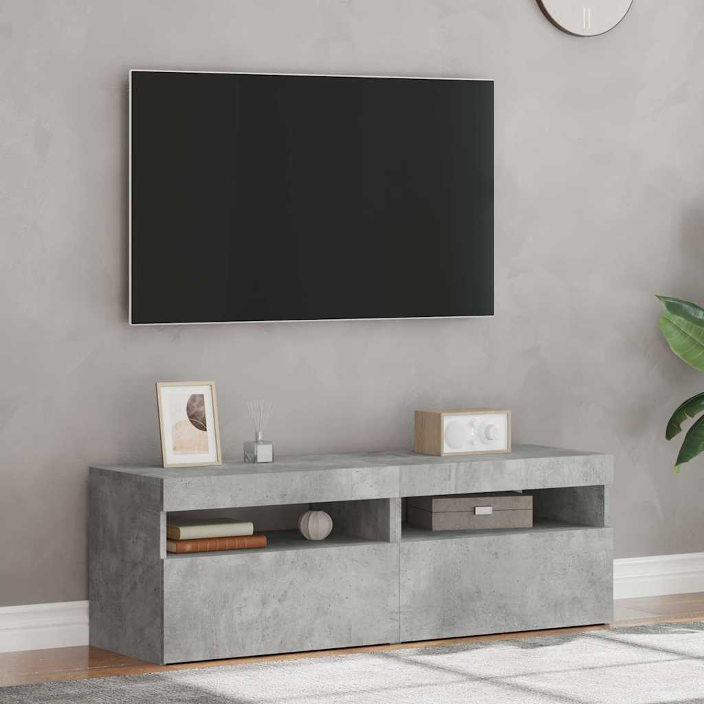 tv-borde med LED-lys 2 stk. 60x35x40 cm betongrå