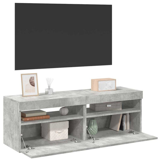 tv-borde med LED-lys 2 stk. 60x35x40 cm betongrå