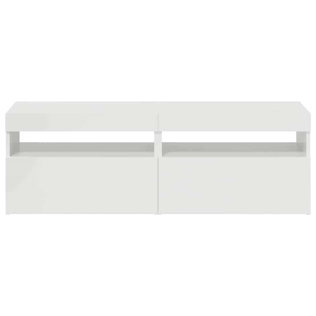 tv-borde med LED-lys 2 stk. 60x35x40 cm hvid højglans