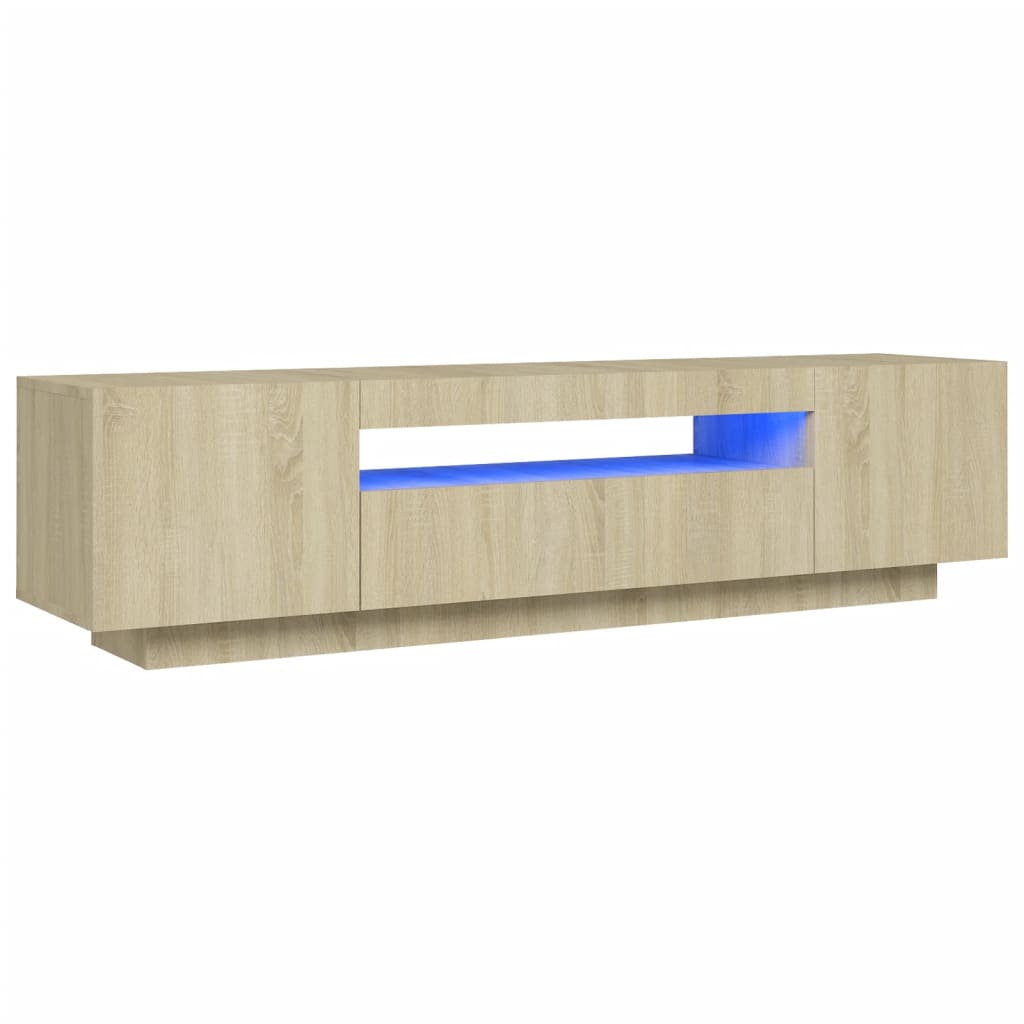 tv-bord med LED-lys 160x35x40 cm sonoma-eg