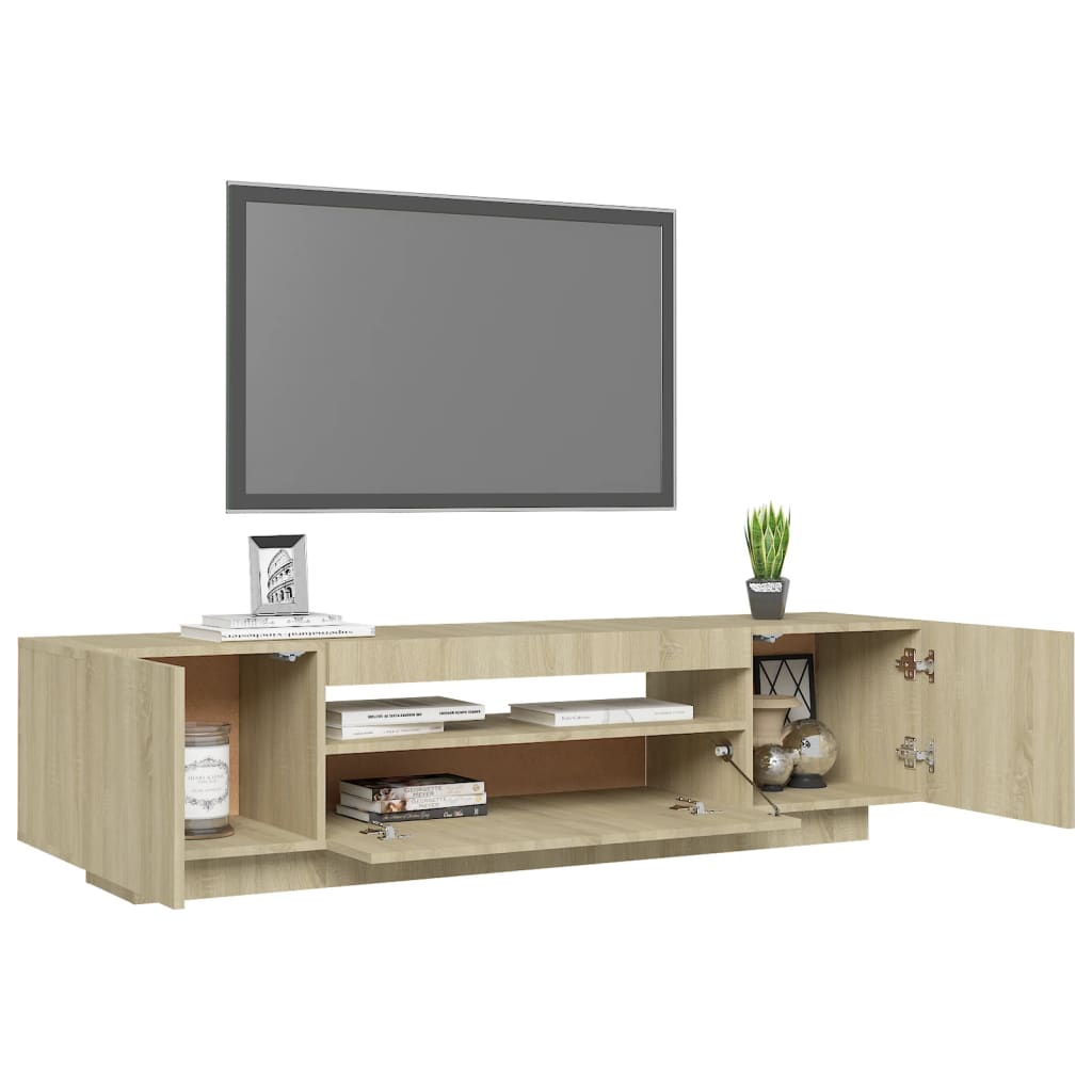 tv-bord med LED-lys 160x35x40 cm sonoma-eg