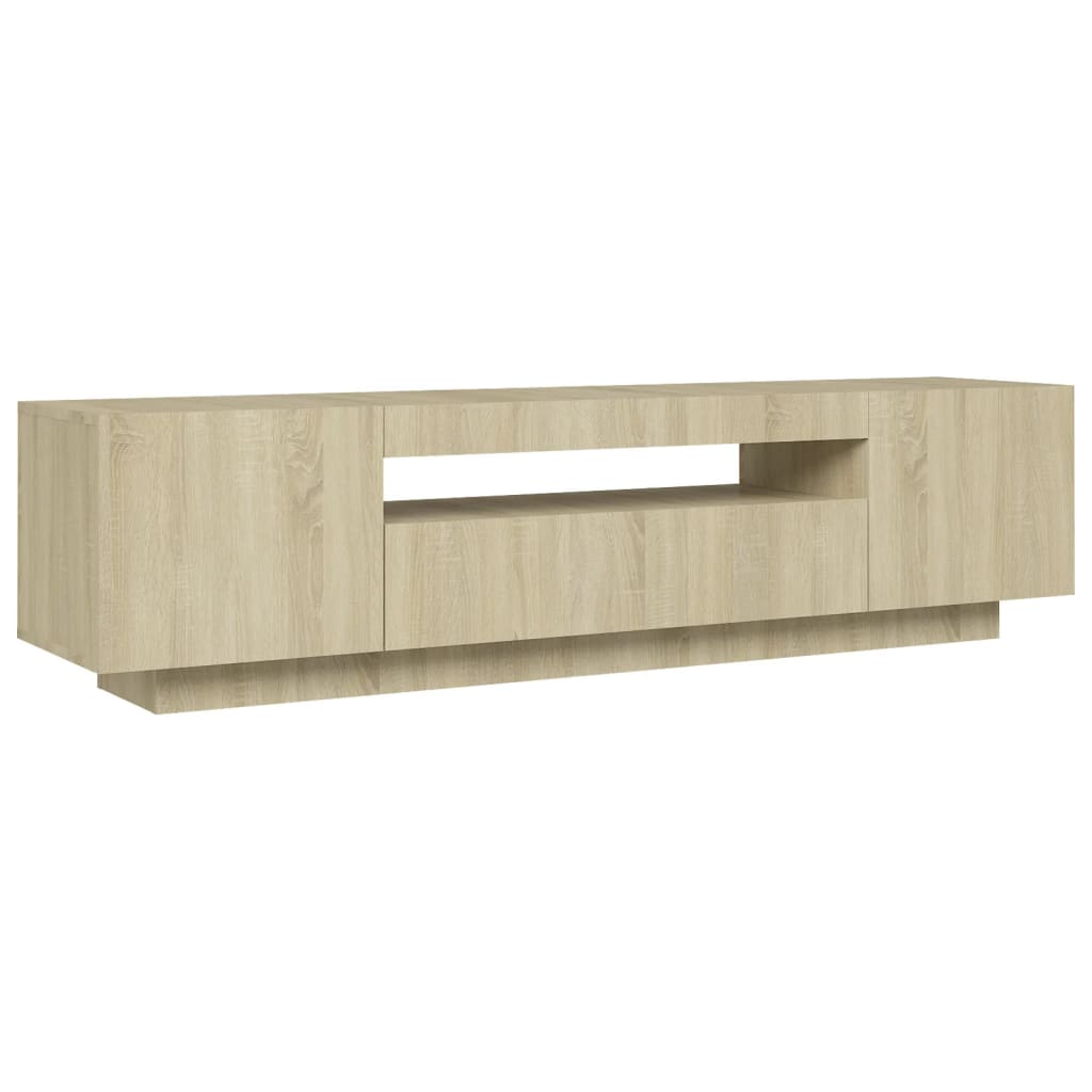 tv-bord med LED-lys 160x35x40 cm sonoma-eg