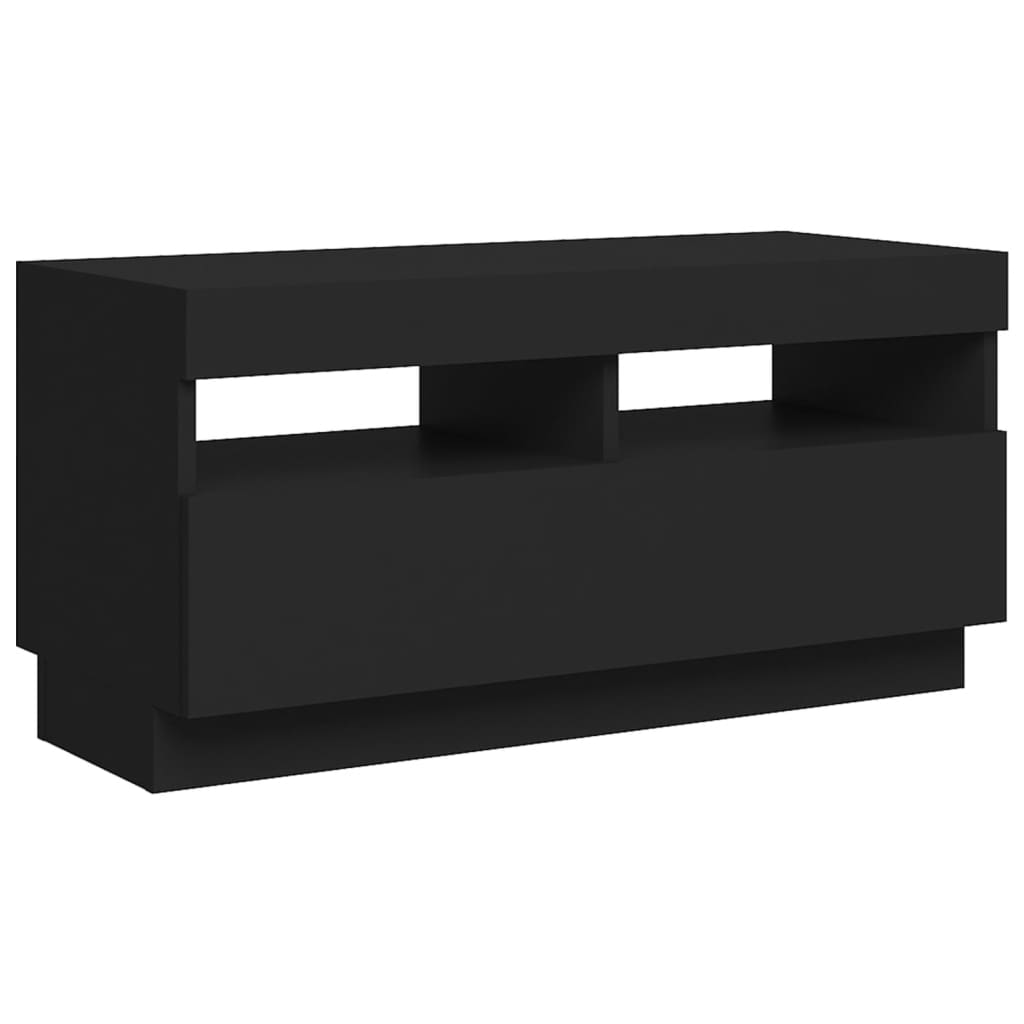 tv-bord med LED-lys 80x35x40 cm sort