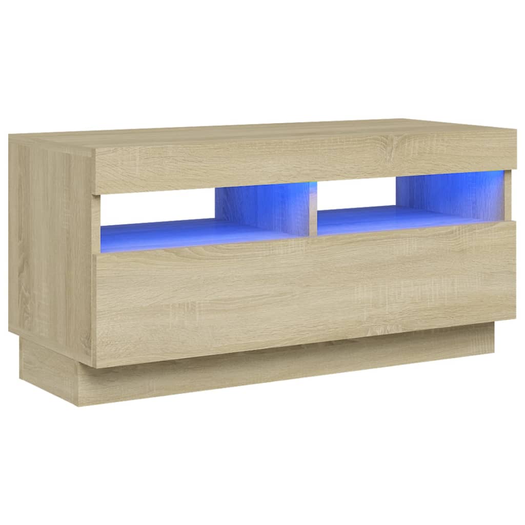 tv-bord med LED-lys 80x35x40 cm sonoma-eg