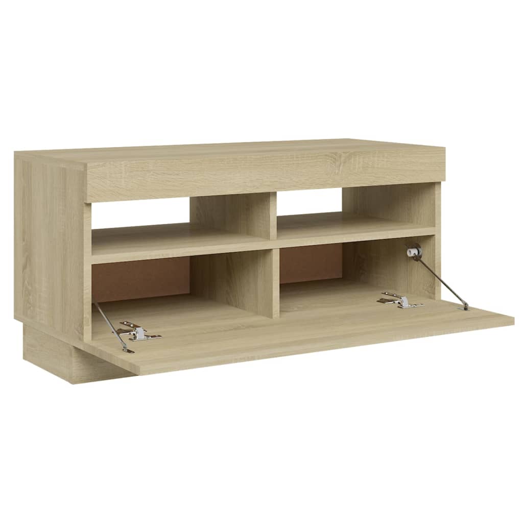 tv-bord med LED-lys 80x35x40 cm sonoma-eg