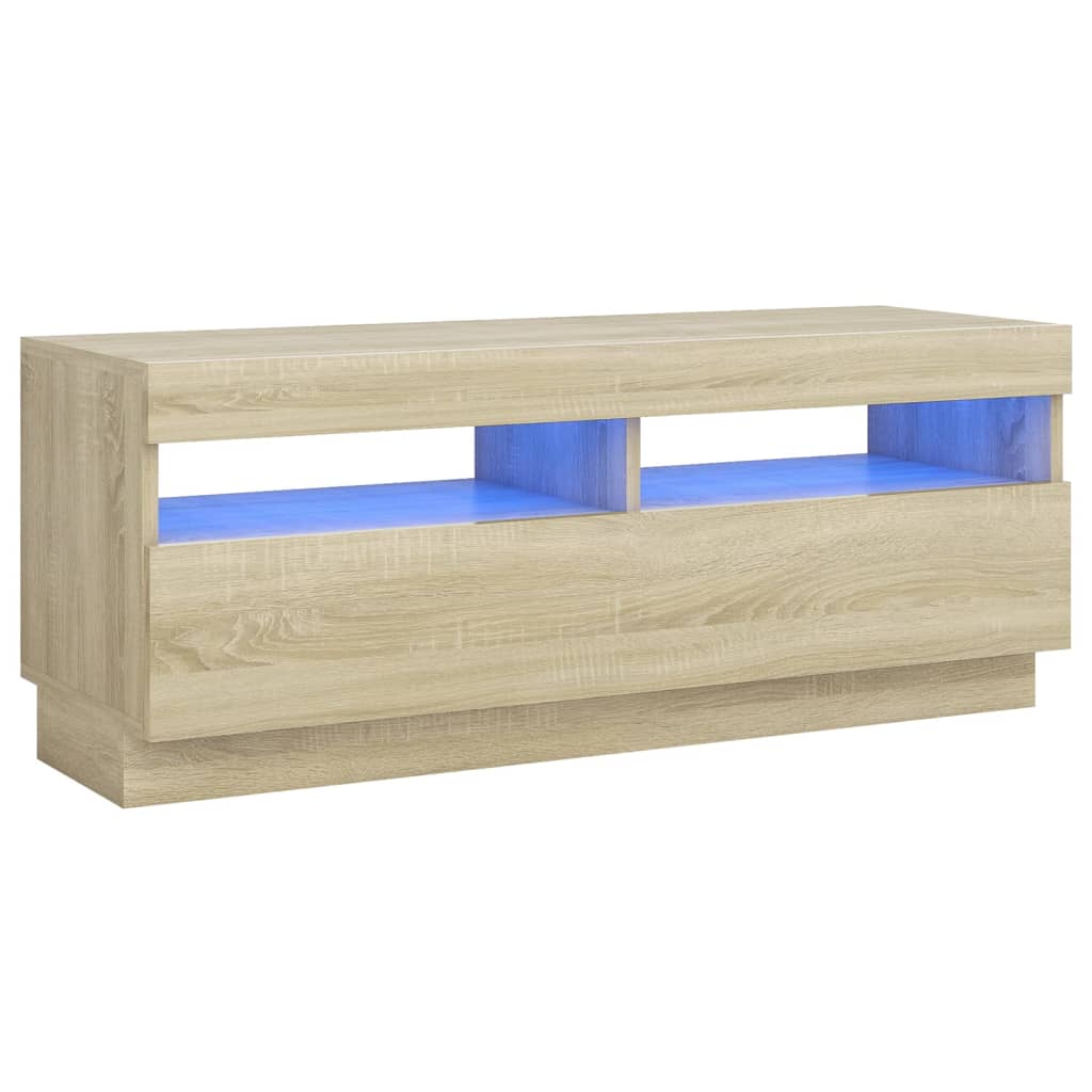 tv-bord med LED-lys 100x35x40 cm sonoma-eg