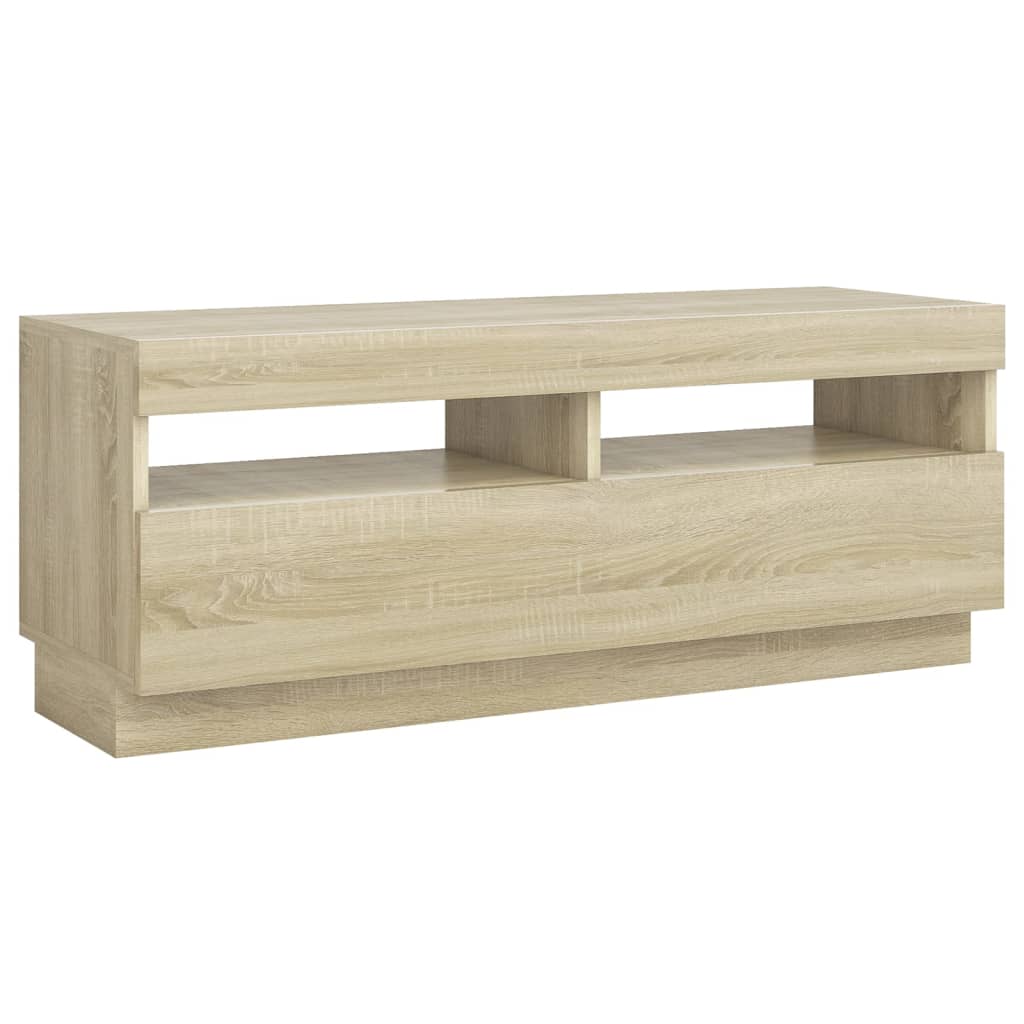 tv-bord med LED-lys 100x35x40 cm sonoma-eg