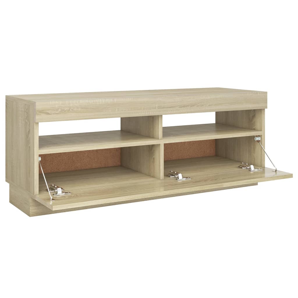 tv-bord med LED-lys 100x35x40 cm sonoma-eg