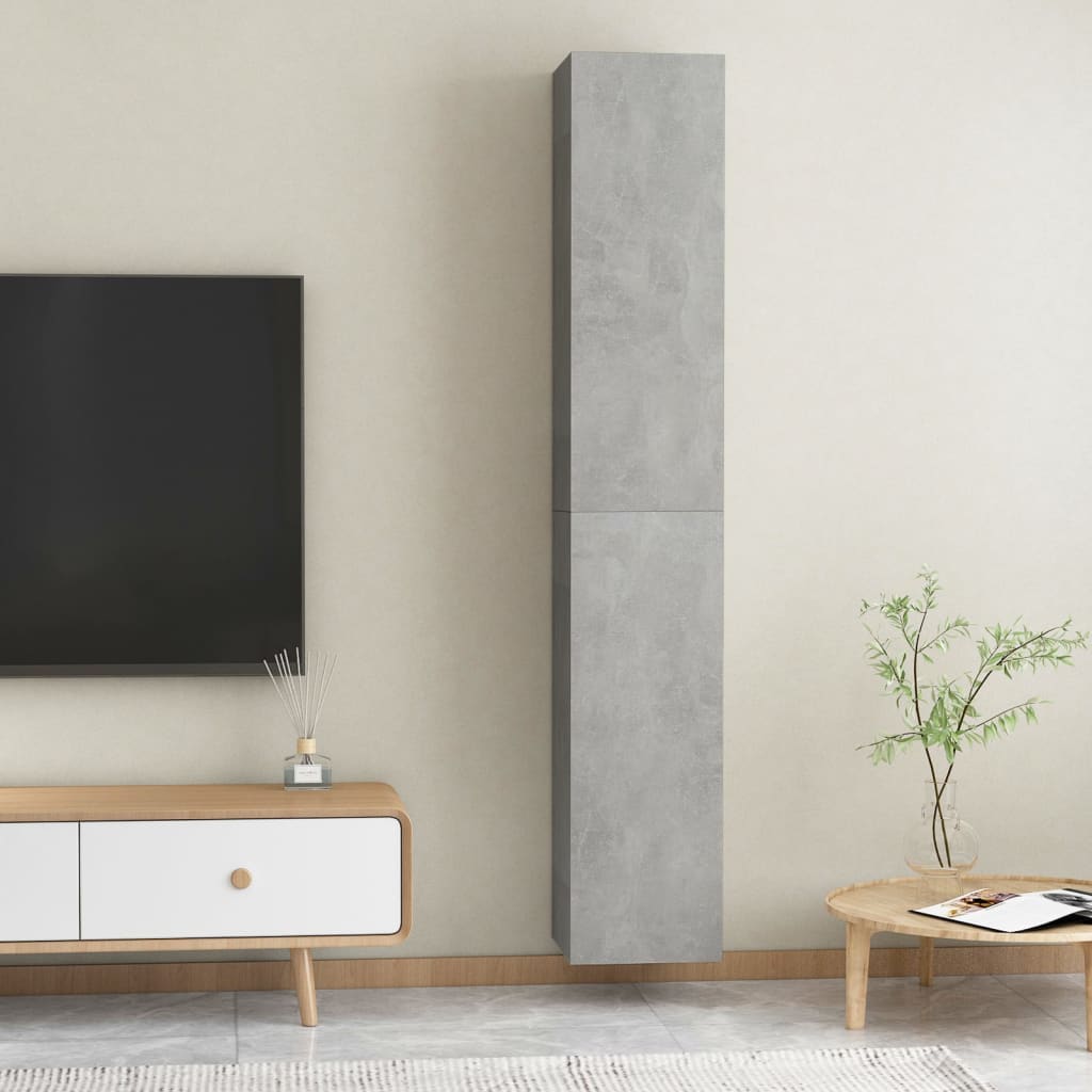 tv-borde 2 stk. 30,5x30x90 cm konstrueret træ betongrå