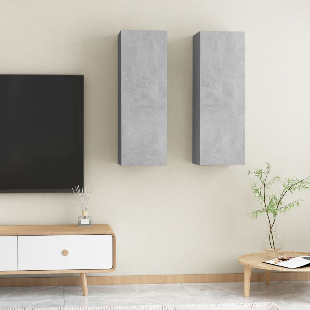 tv-borde 2 stk. 30,5x30x90 cm konstrueret træ betongrå