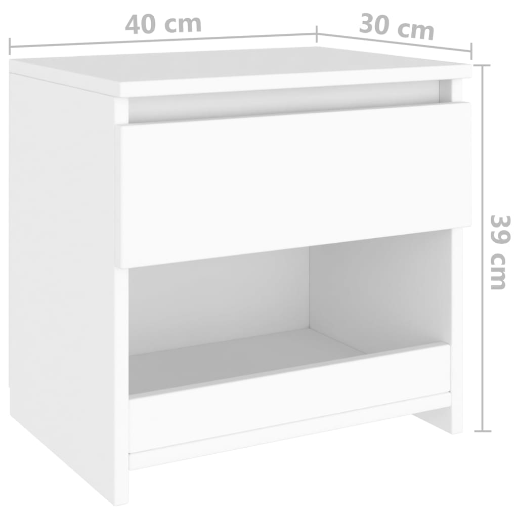 sengeborde 2 stk. 40x30x39 cm konstrueret træ hvid