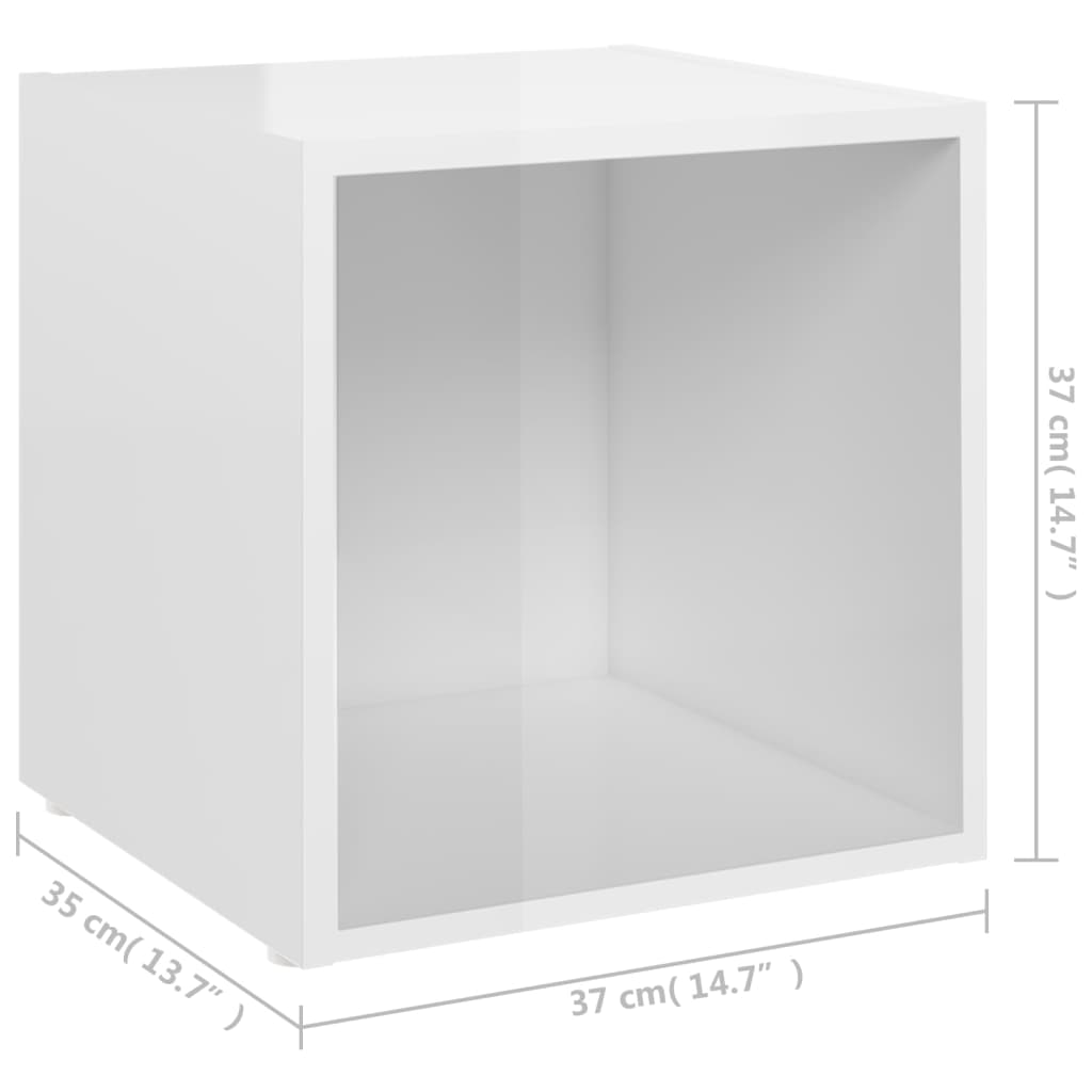 tv-borde 4 stk. 37x35x37 cm konstrueret træ hvid højglans