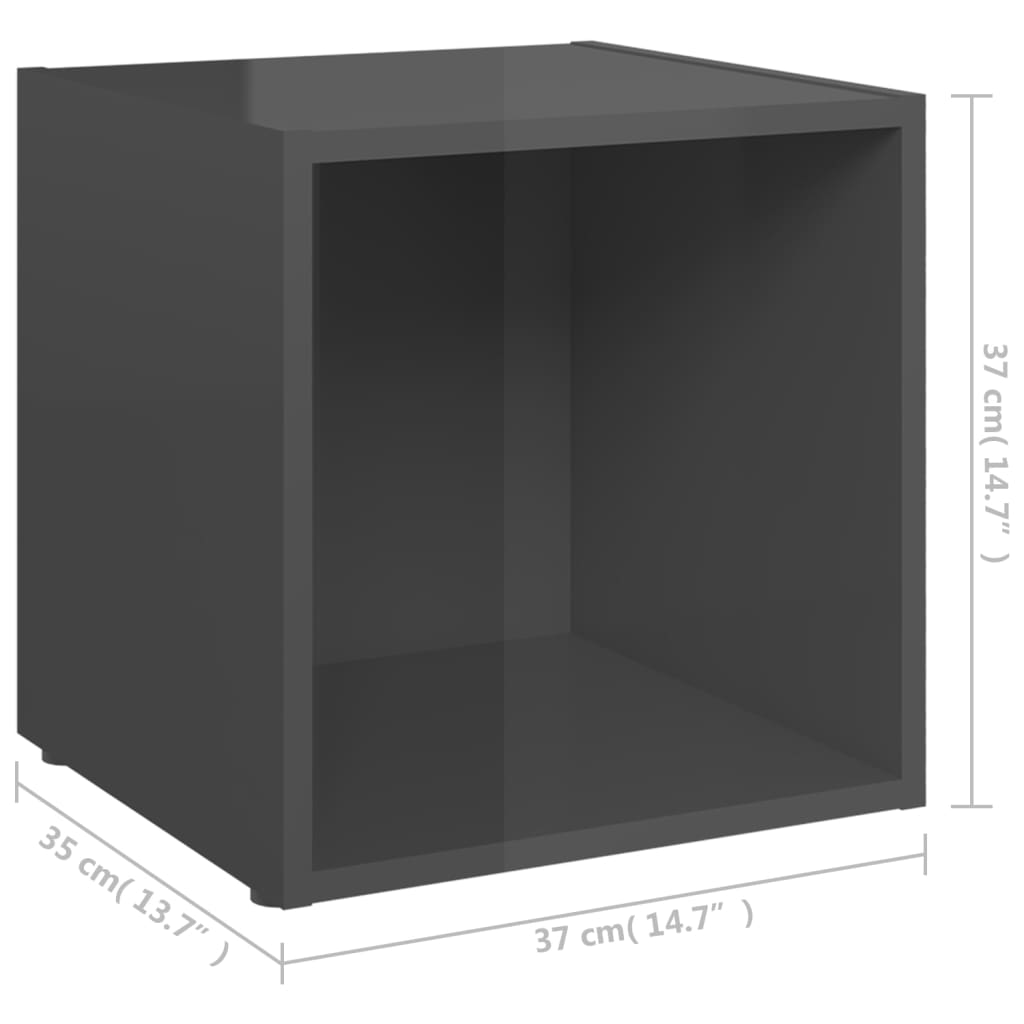 tv-borde 4 stk. 37x35x37 cm konstrueret træ grå højglans