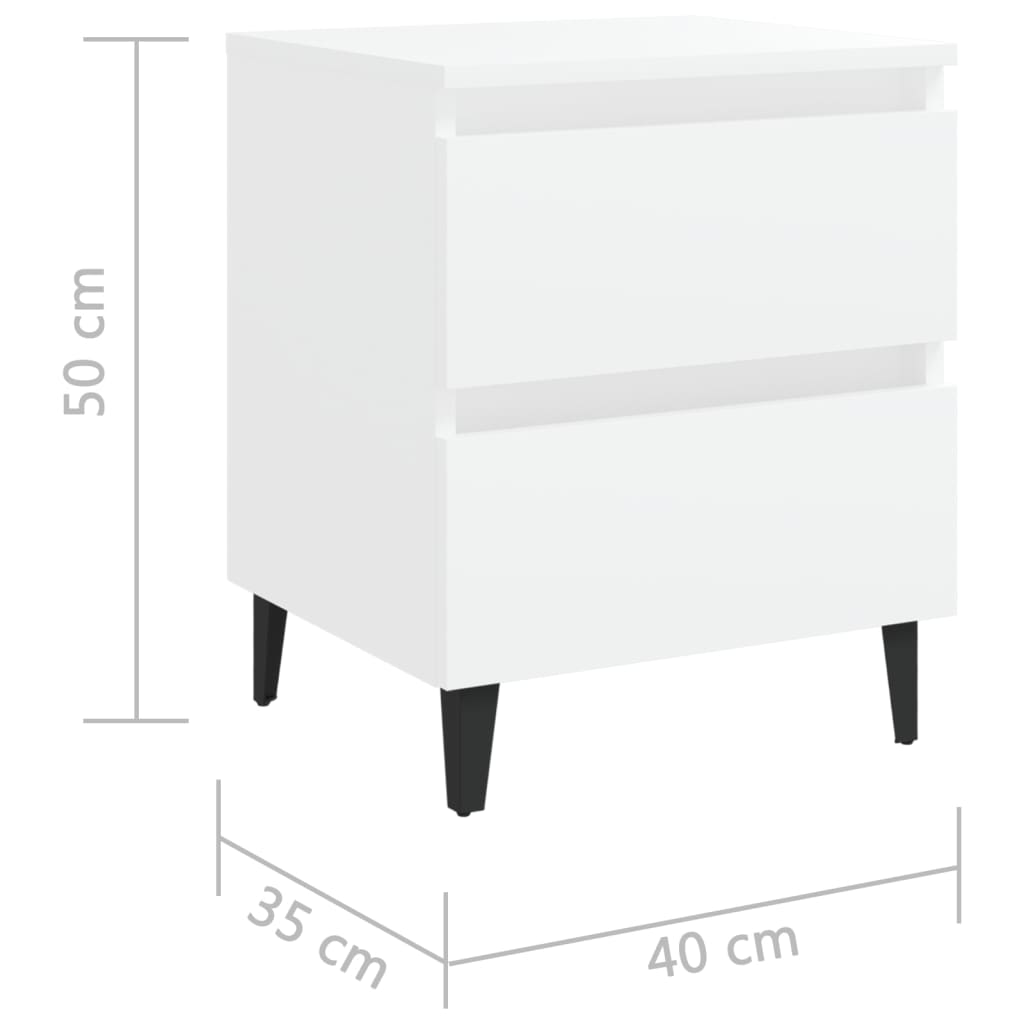 sengeborde 2 stk. 40x35x50 cm konstrueret træ hvid